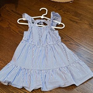 J. Crew Blue & White Striped Ruffle Strap Sundress